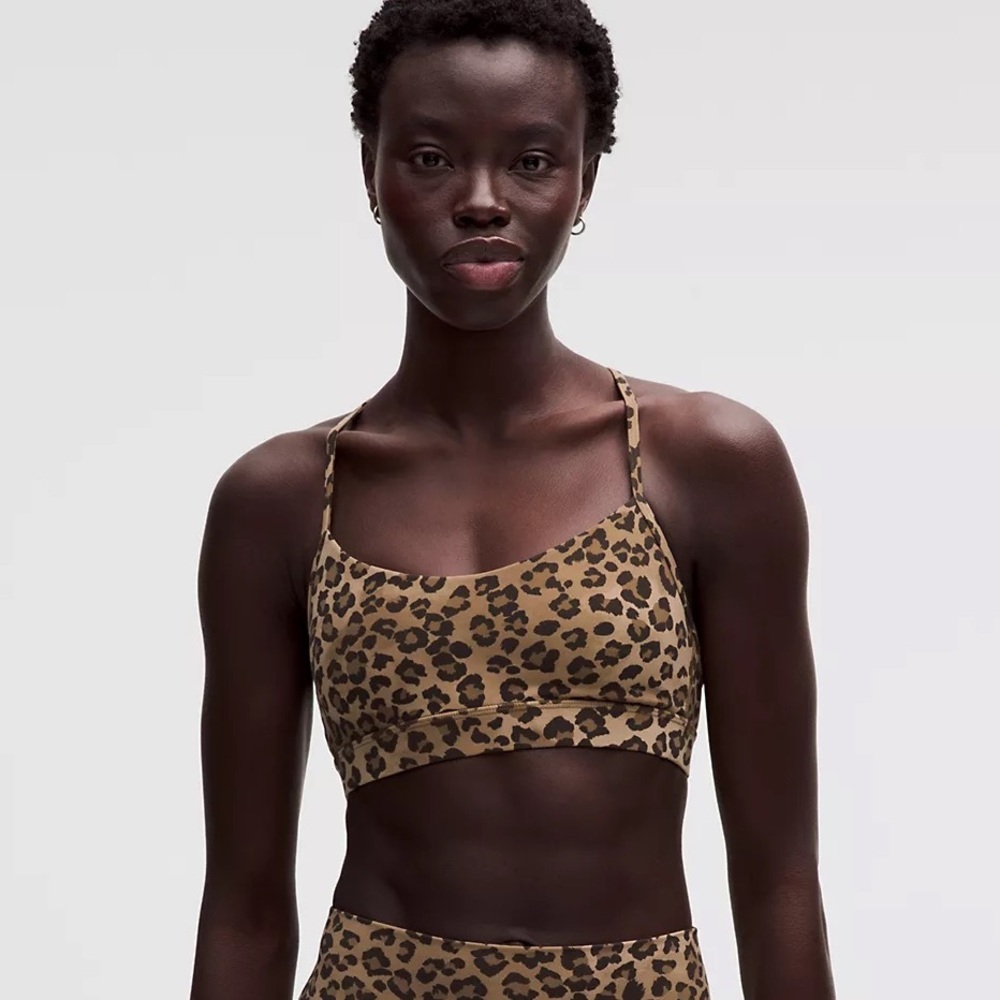 lululemon athletica Leopard Print Sports Bra - Tan and Black - Picture 2 of 6